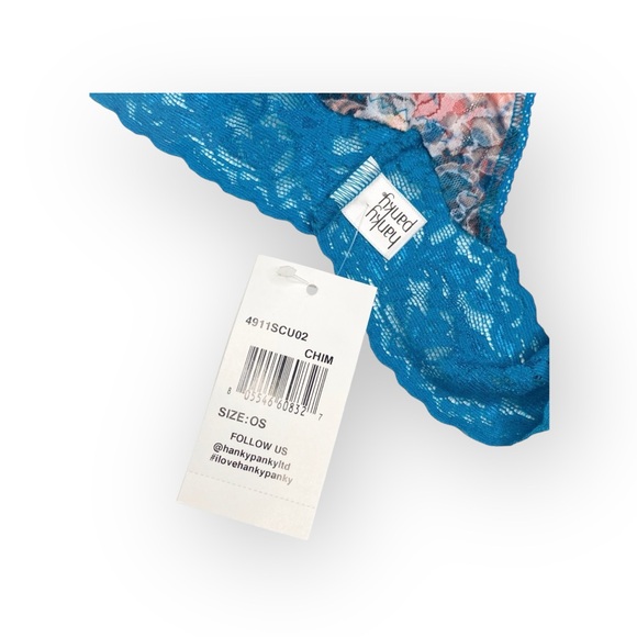 new Hanky Panky 𑁍 Low Rise Lace Thong 𑁍 Teal + Chinois Floral Print 𑁍 00 - 12 - Picture 13 of 16